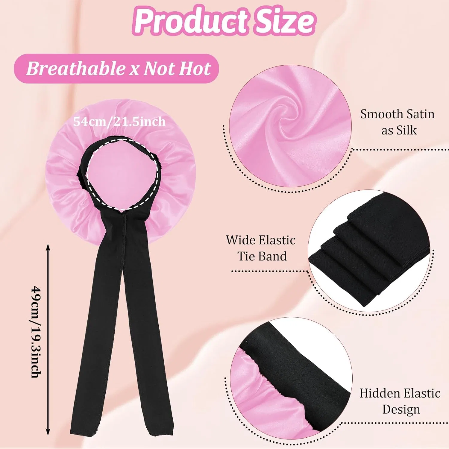 Шапочка для душа Satin Bonnet, Abeillo, Розовый+Черный — фото 2