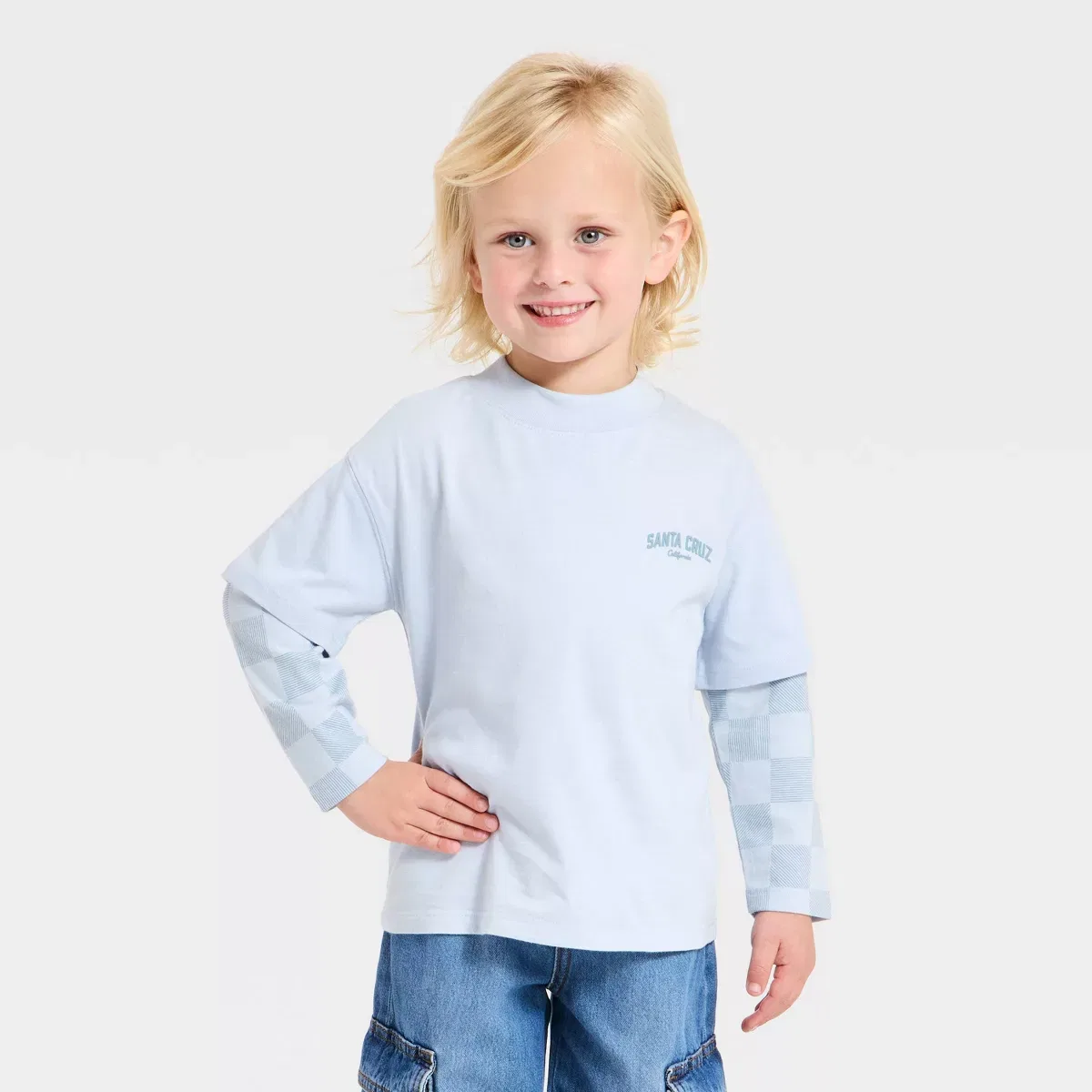 Детское футболка-двойка с длинным рукавом Oversized 2-Fer Long-Sleeve T-Shirt INFANT/TODDLER BOY, Blue