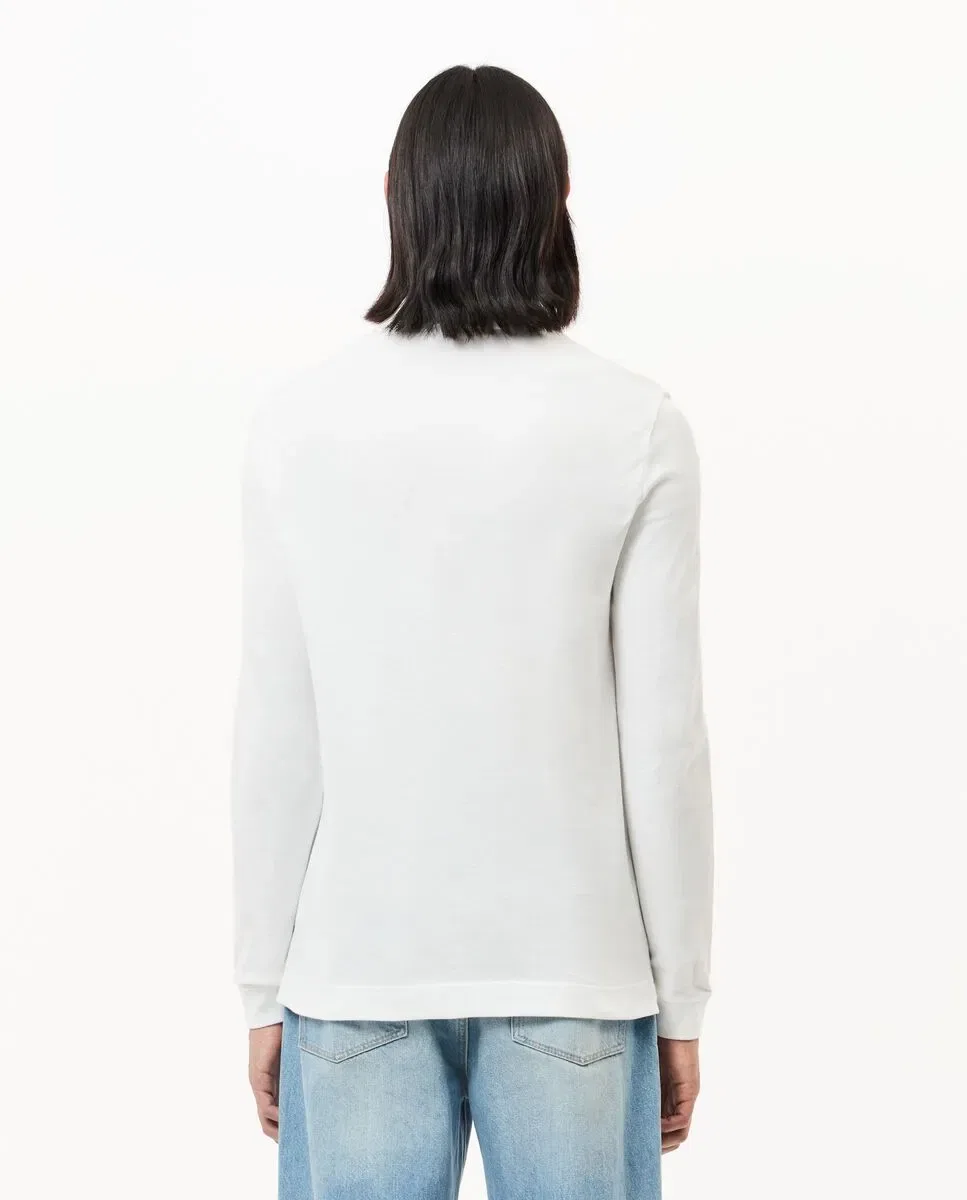 Мужское поло Lacoste с длинным рукавом, slim fit, из пике, Blanco — фото 2