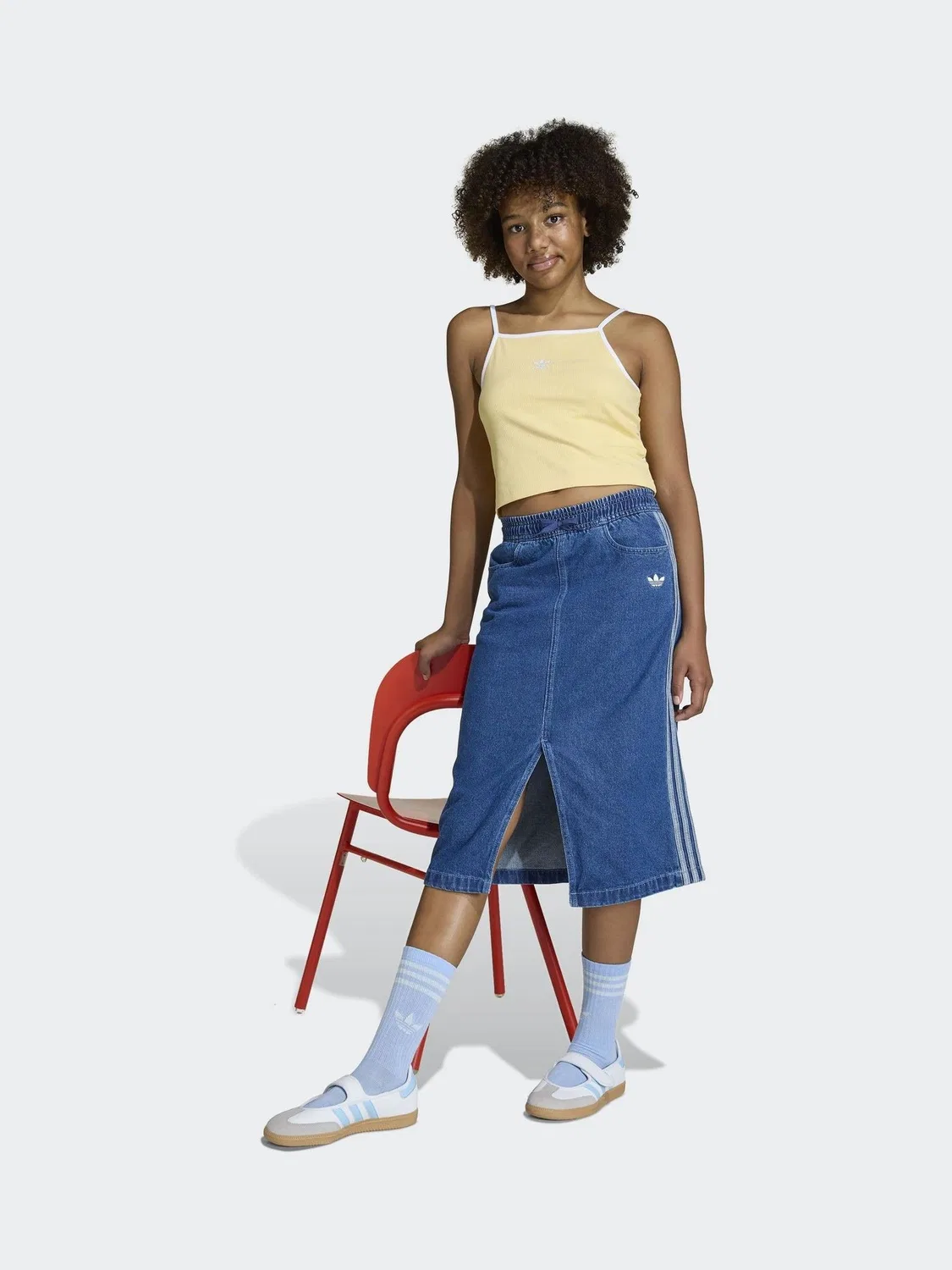 Топ-майка Slim Mini Rib, adidas Originals, цвет сливочно-желтый — фото 3