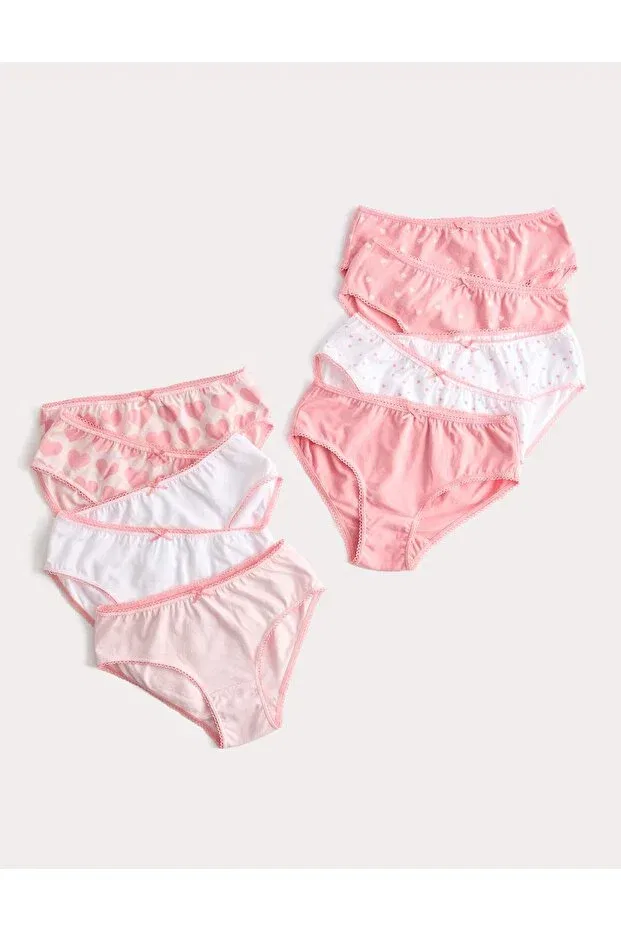 Детский комплект трусов для девочек хлопковый Cotton blend 10-piece panties set Marks & Spencer, Pink Mix
