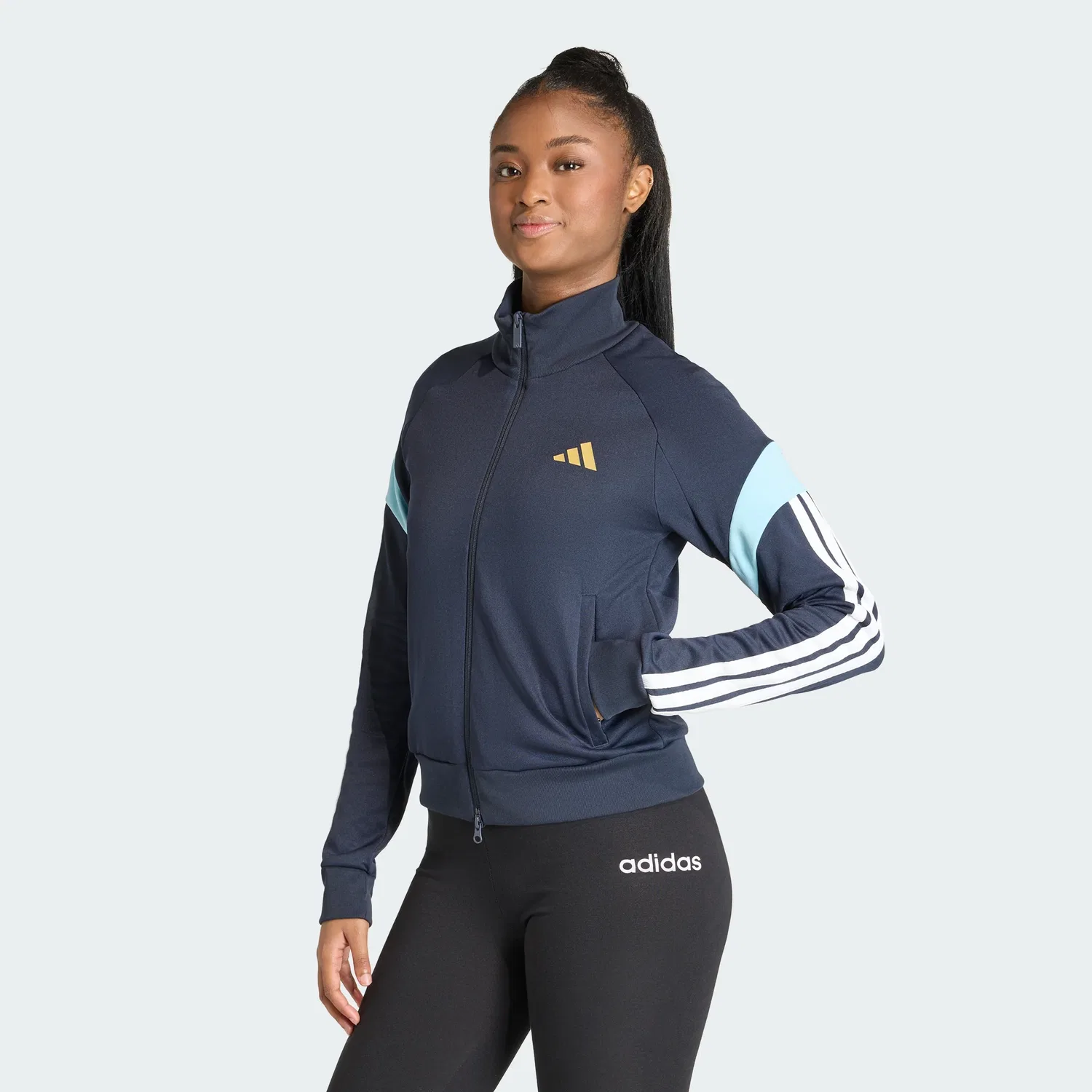 Женская спортивная куртка на молнии с высоким воротом House Of Tiro Nations Pack adidas, Night Navy