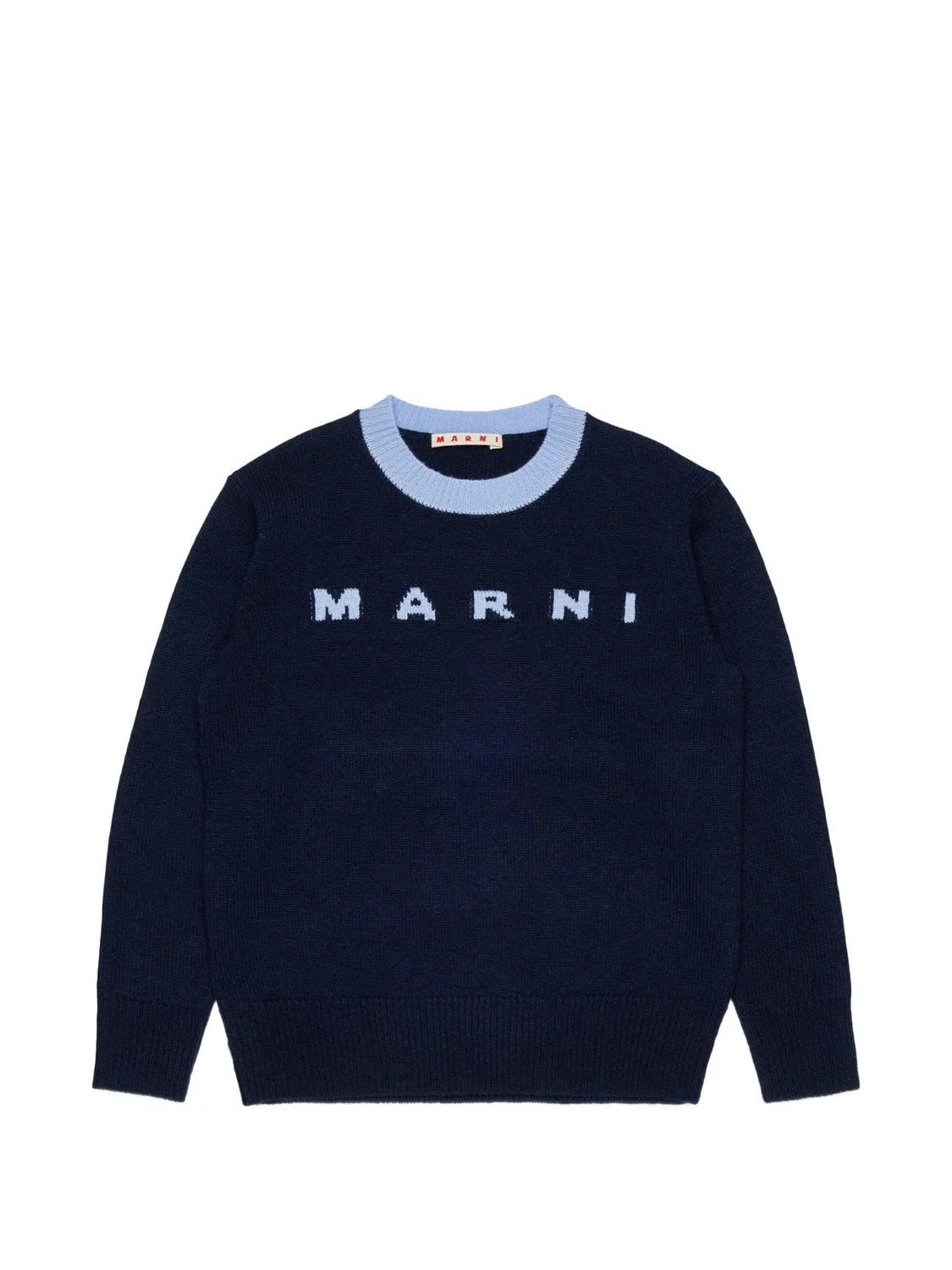 Свитер вязки интарсия с логотипом Marni Kids, синий
