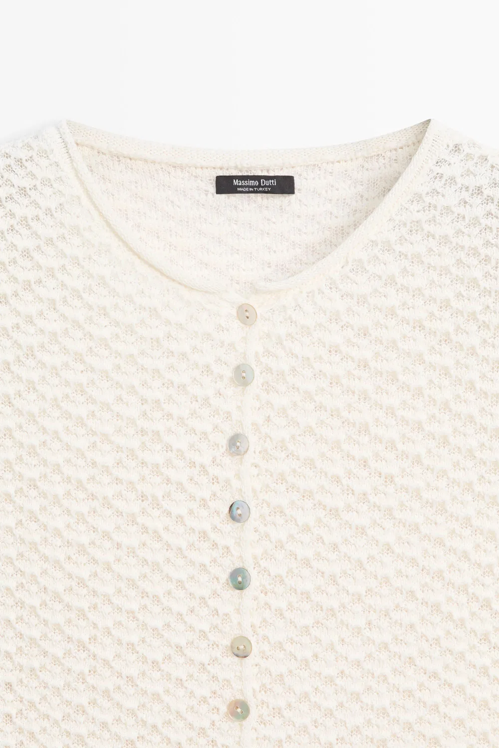 Кардиган Massimo Dutti Crochet Knit, кремовый — фото 4