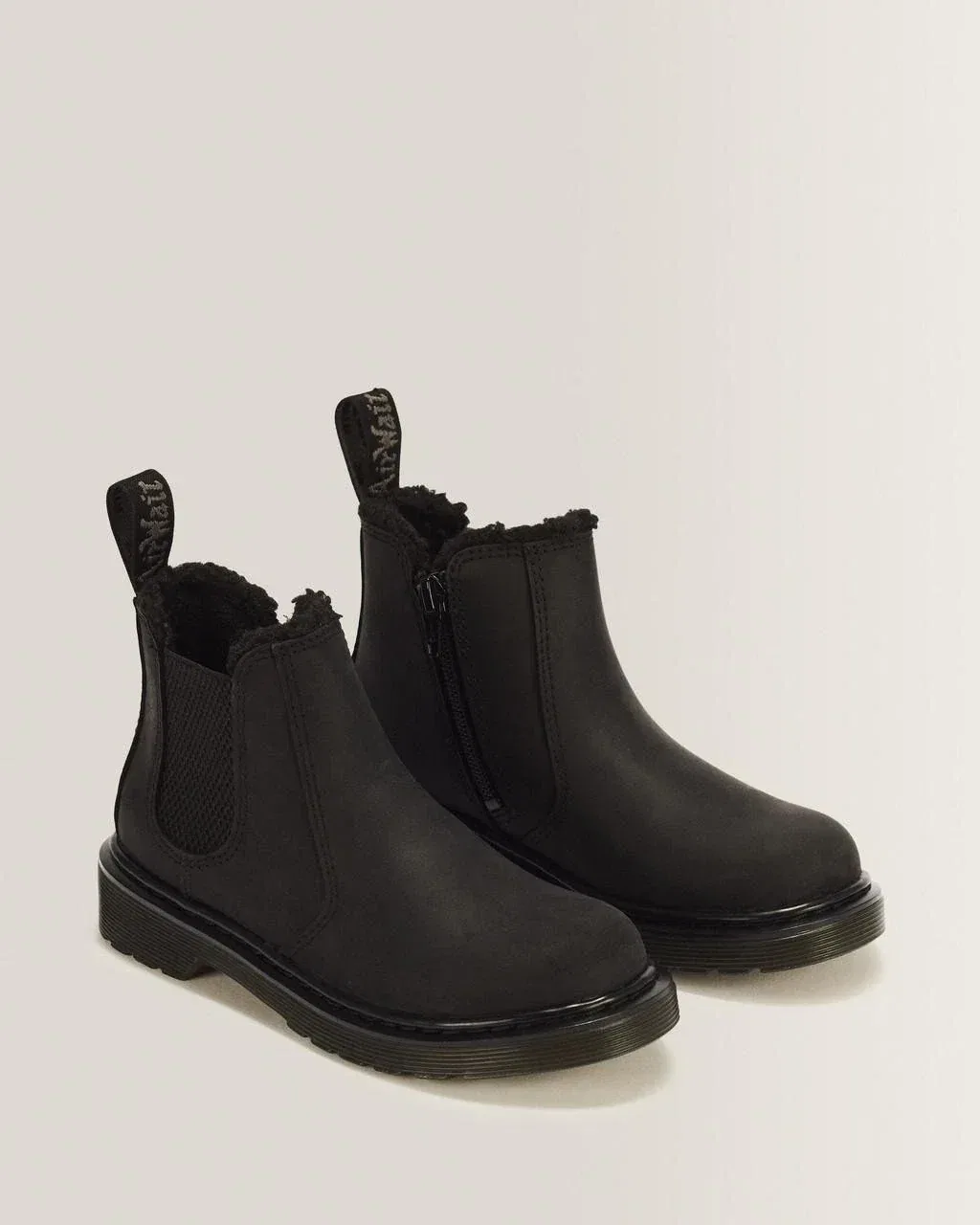 Детские ботинки Chelsea с искусственным мехом Dr. Martens 2976 Black — фото 3