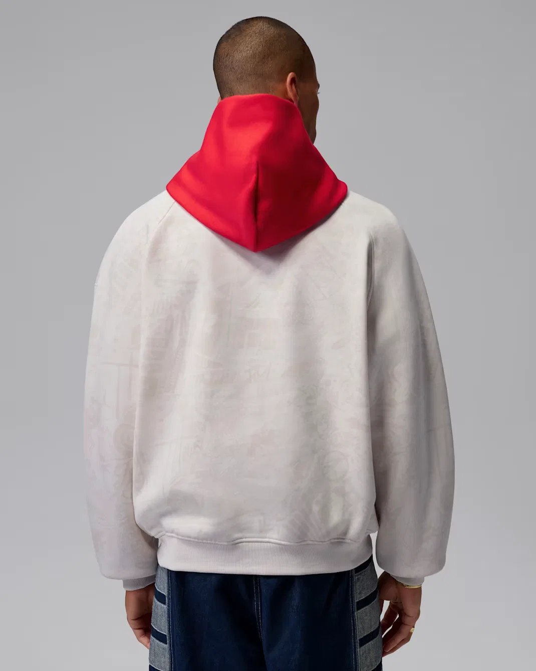 Мужская толстовка с капюшоном Jordan Brooklyn Fleece, Phantom/University Red — фото 2