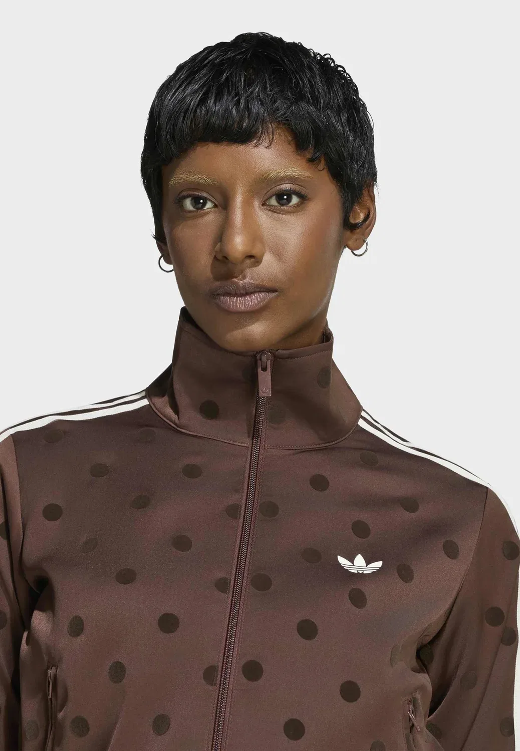 Атласная толстовка в горошек на молнии Adidas Originals, Auburn — фото 4