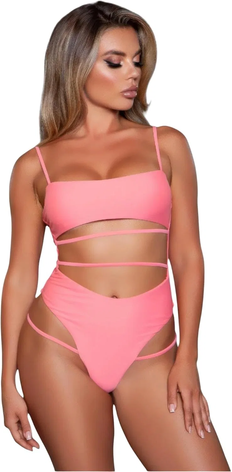 Женский слитный купальник с вырезами Venetia, Neon Pink