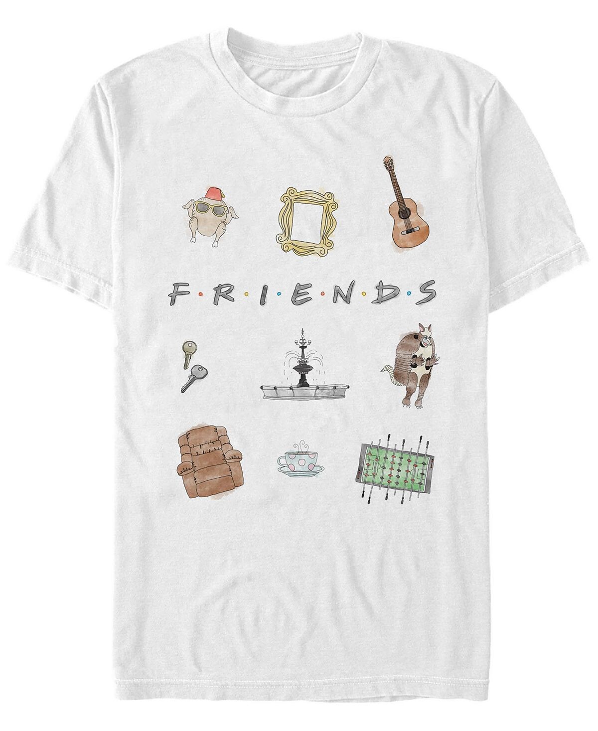 

Мужская футболка с коротким рукавом friends sketch icons Fifth Sun, белый