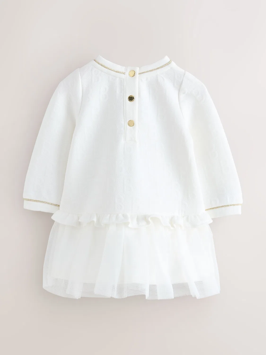 Платье жаккардовое с сетчатой оборкой Baker by Ted Baker, белый — фото 2
