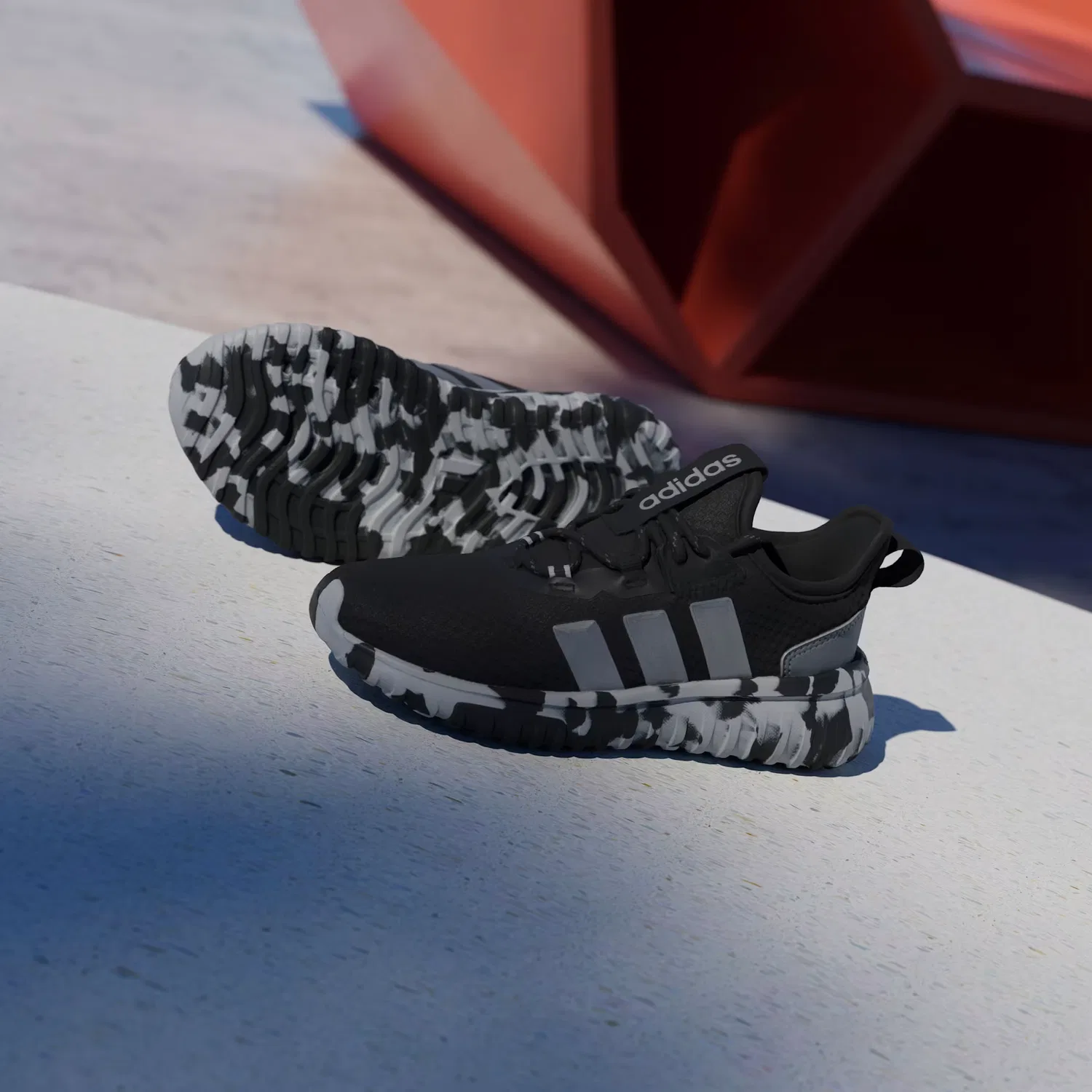 Детские кроссовки с амортизацией Cloudfoam Kaptir 4.0 Adidas Sportswear, черный/серый — фото 4