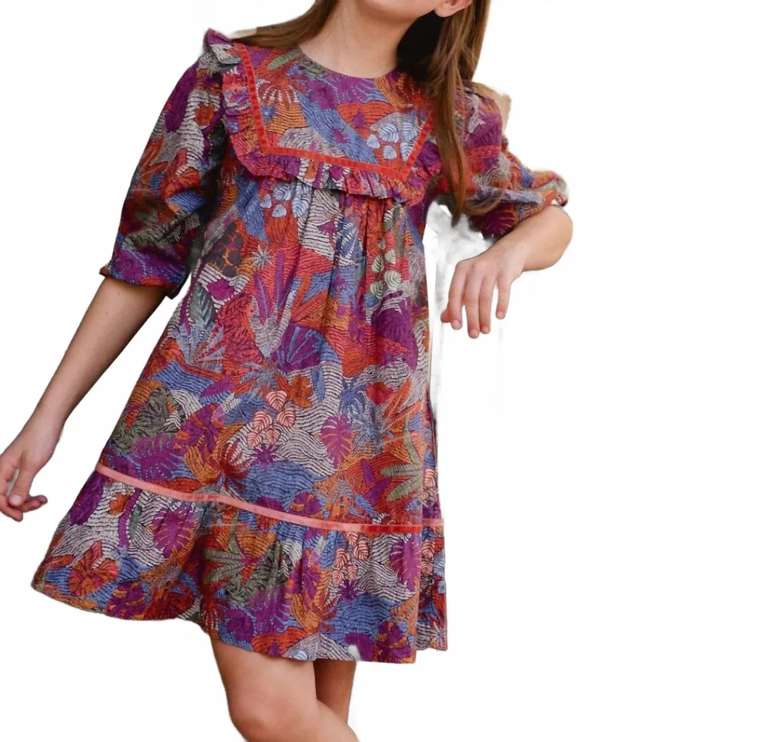 Детское платье для девочек с принтом Rose Blair Dress BRITON COURT, Burgundy — фото 2