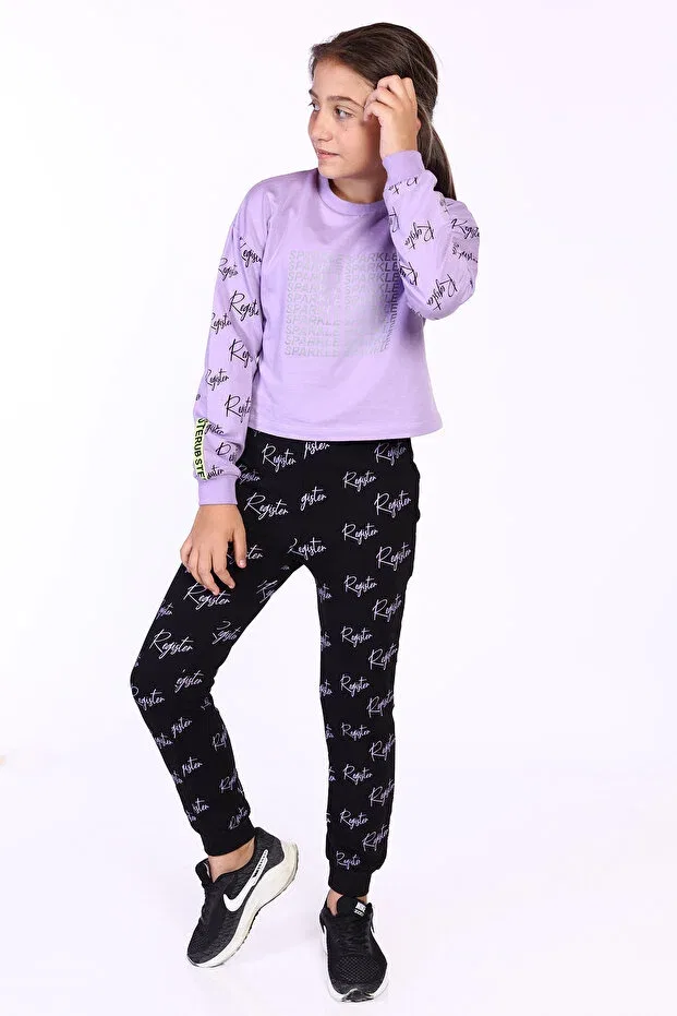 Детский спортивный костюм для девочек с принтом Reflective Printed Toontoy, Lilac — фото 2