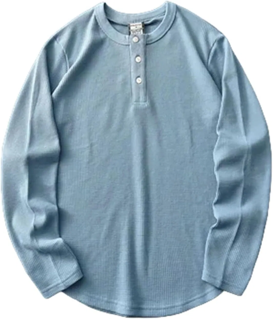 Мужская футболка с длинным рукавом вафельная однотонная Casual, Lake Blue