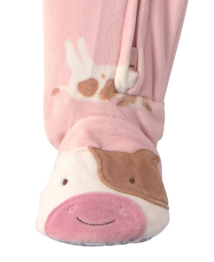 Пижама-слип с ножками, с принтом, Cow 2-Way Zip Dream Plush Carter's, Pink — фото 3