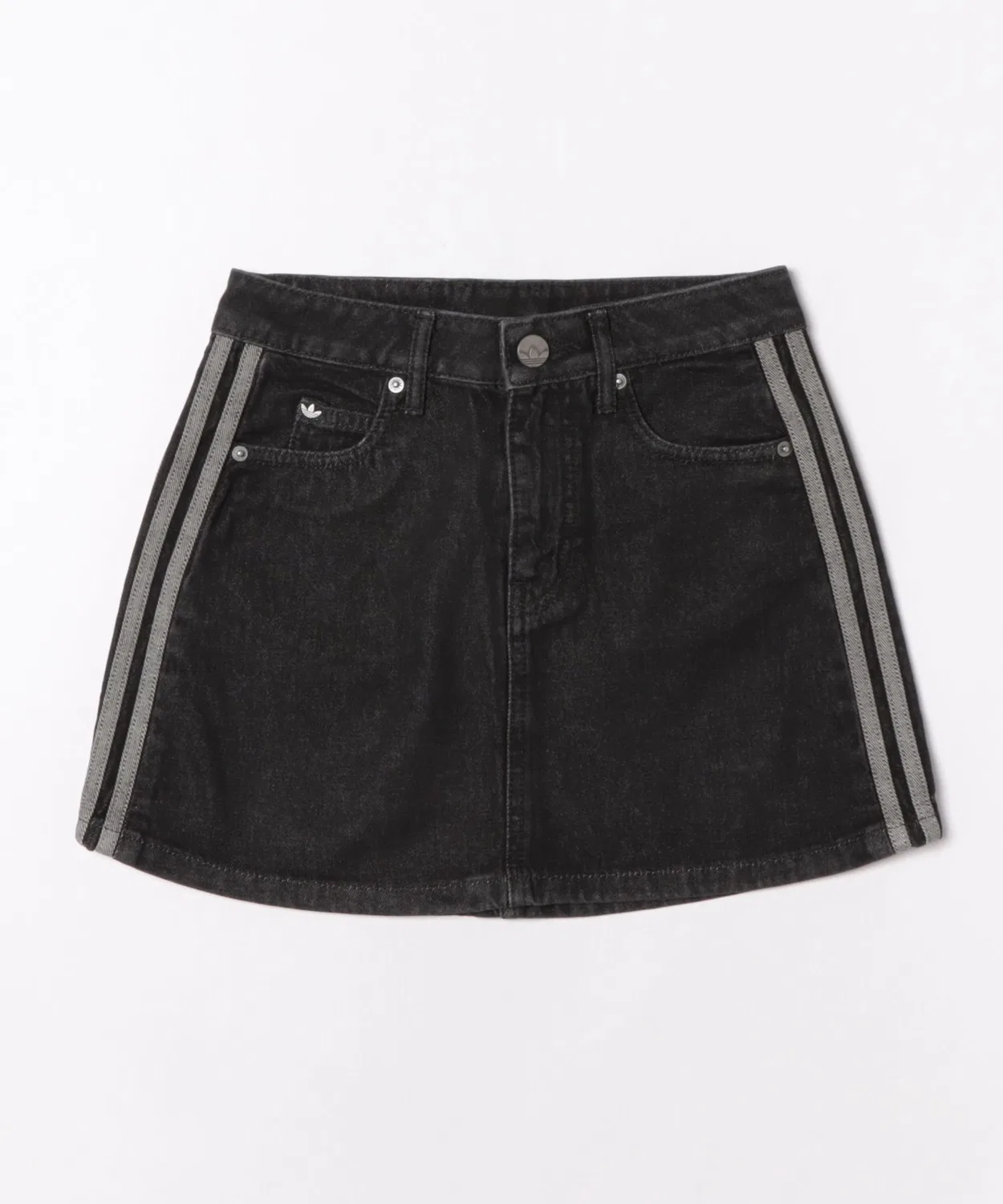 Женская джинсовая мини-юбка с тремя полосками Adidas KQ6485, True Black Denim