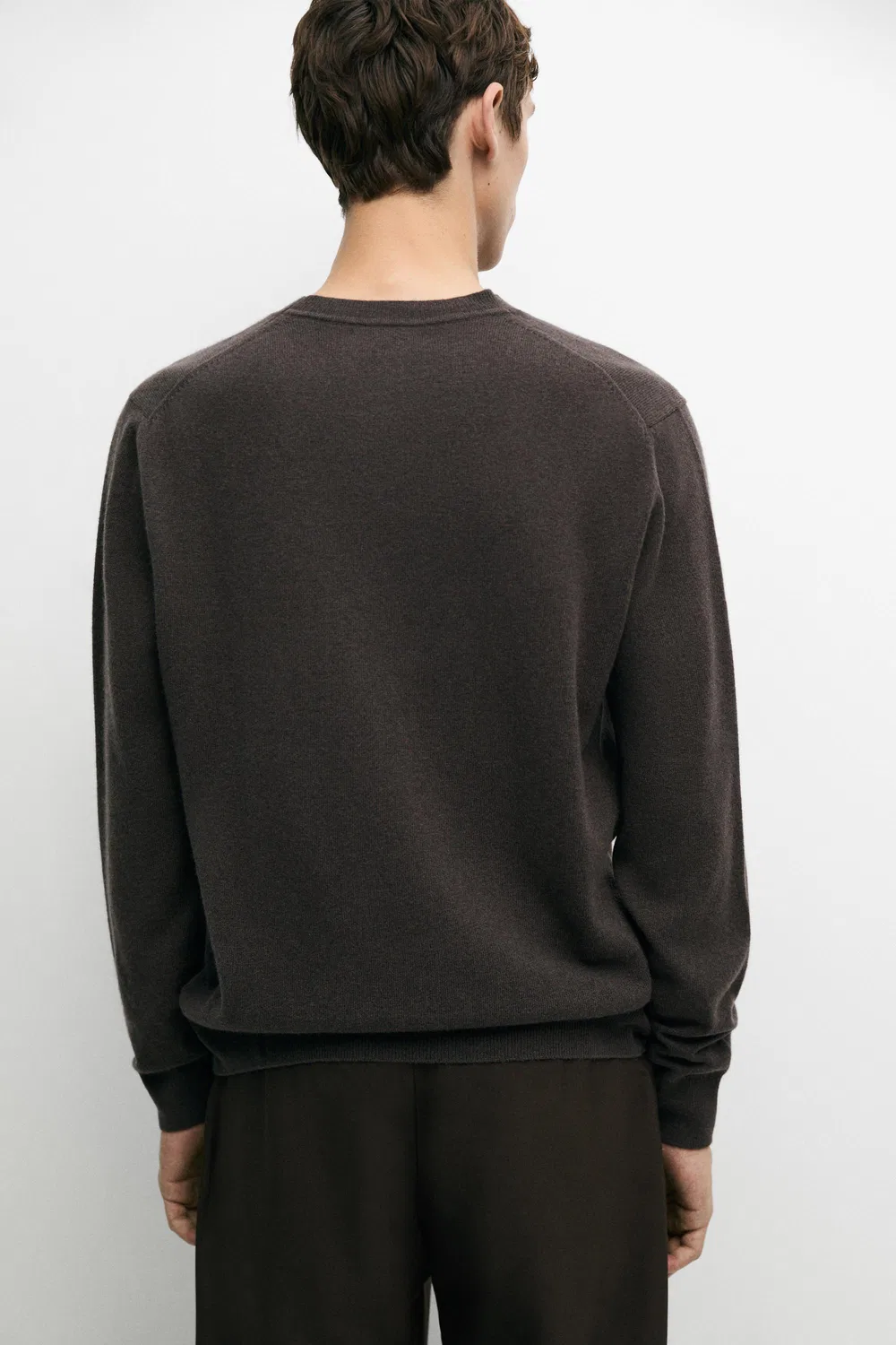 Свитер Massimo Dutti Wool Blend Round Neck Knit, коричневый — фото 4