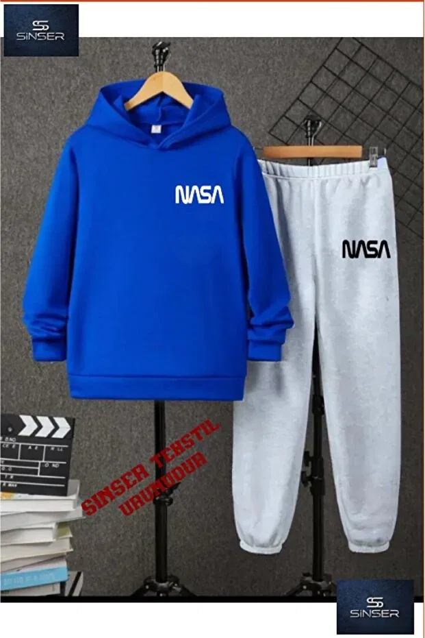 Детский комплект свитшот-брюки с принтом NASA Logo Ss Sinser, Blue/Gray