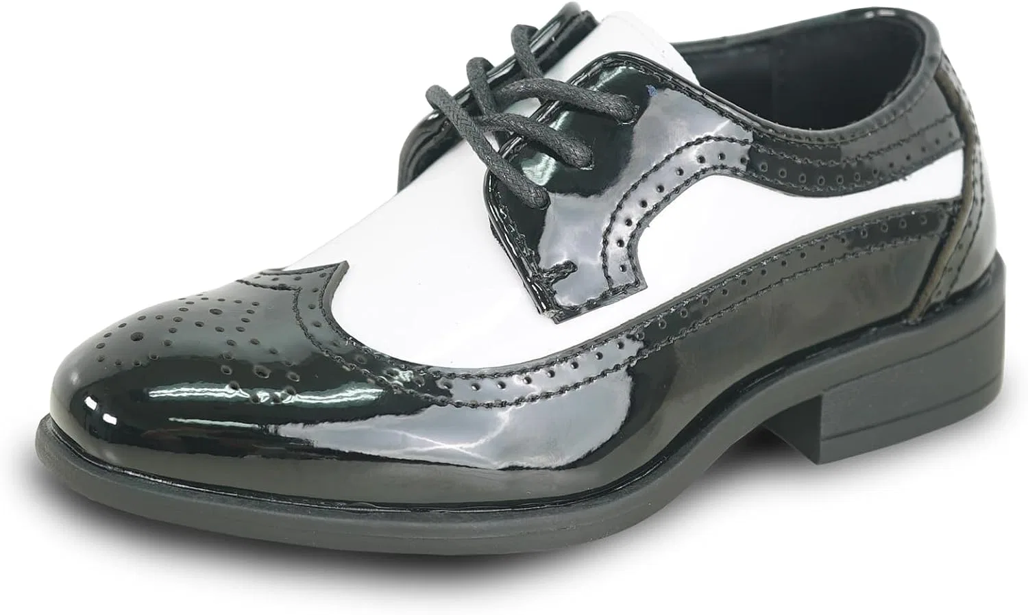 Детские туфли-оксфорды на шнуровке VANGELO, Black And White Patent