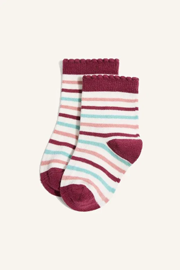 Детские носки для девочек хлопковые с принтом 3-Piece Cotton Long Socks Defacto, Multicolor Kr1 — фото 2