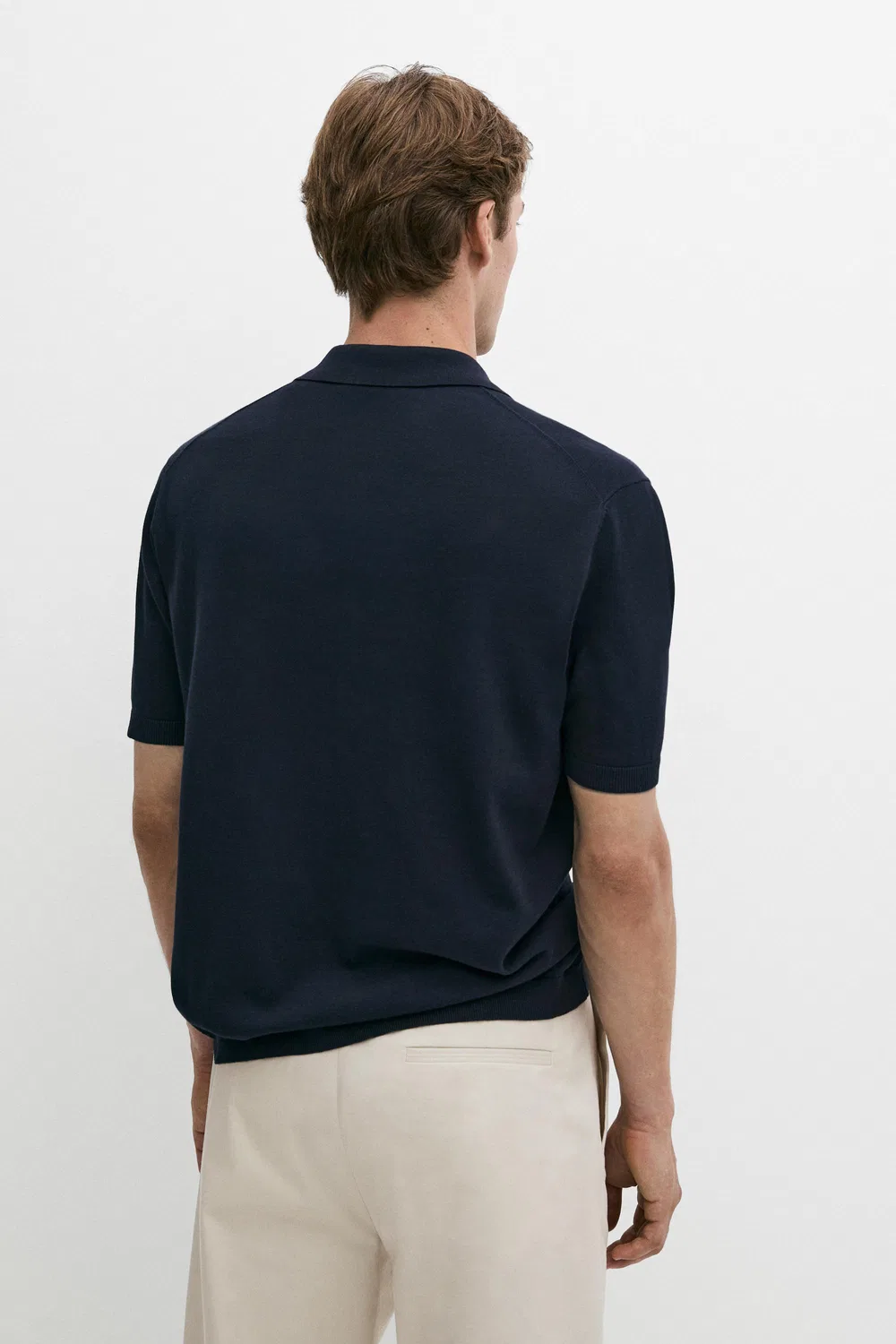 Кардиган Massimo Dutti Short Sleeve Button-Up Knit, темно-синий — фото 4