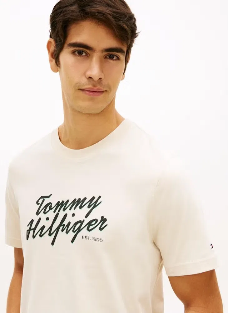 Футболка с принтом логотипа Tommy Hilfiger, бежевый — фото 3