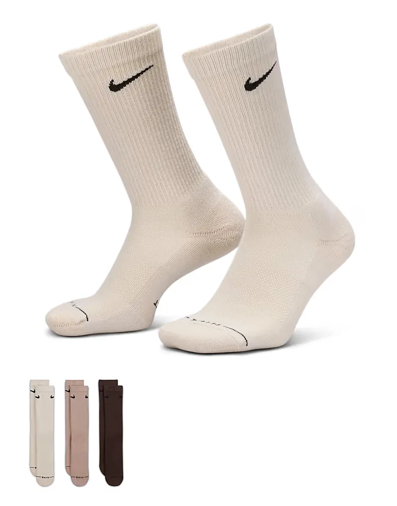 Носки высокие Everyday Plus 3 шт Nike, коричневый/бежевый