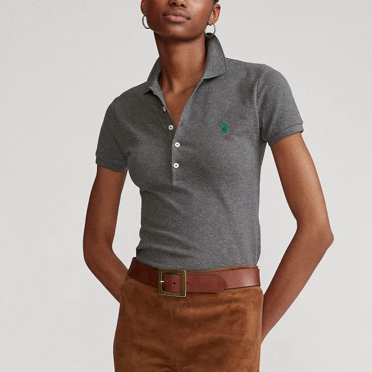 Женское поло Polo Ralph Lauren, Gray — фото 3