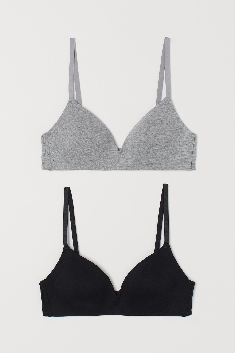 

Набор бюстгальтеров, 2 предмета, H&M Padded Cotton, черный/серый