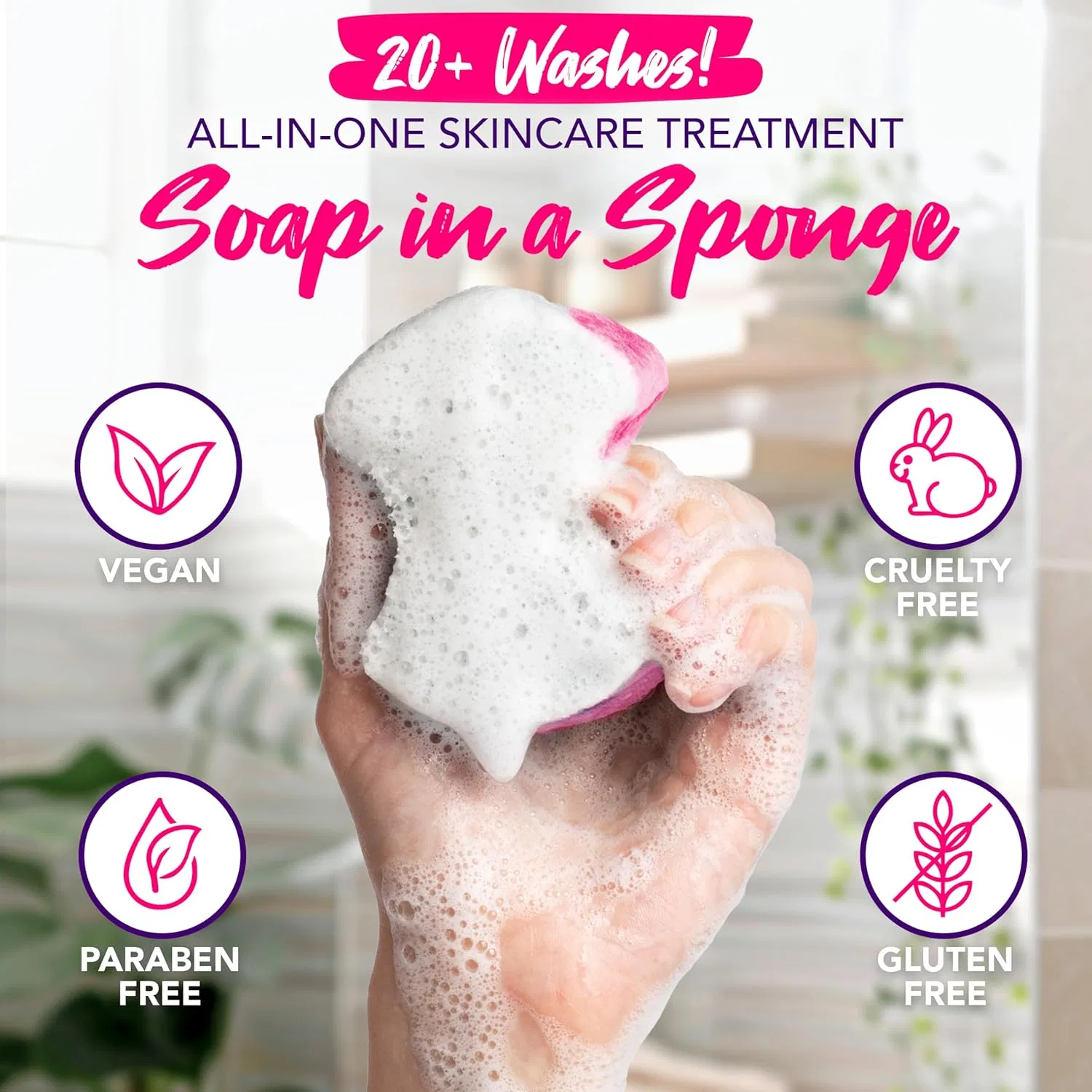 Спонж для ног Pedi-Scrub In A Sponge Lavender Tea Tree Oil, 2 шт, Lavender Spongeables — фото 3