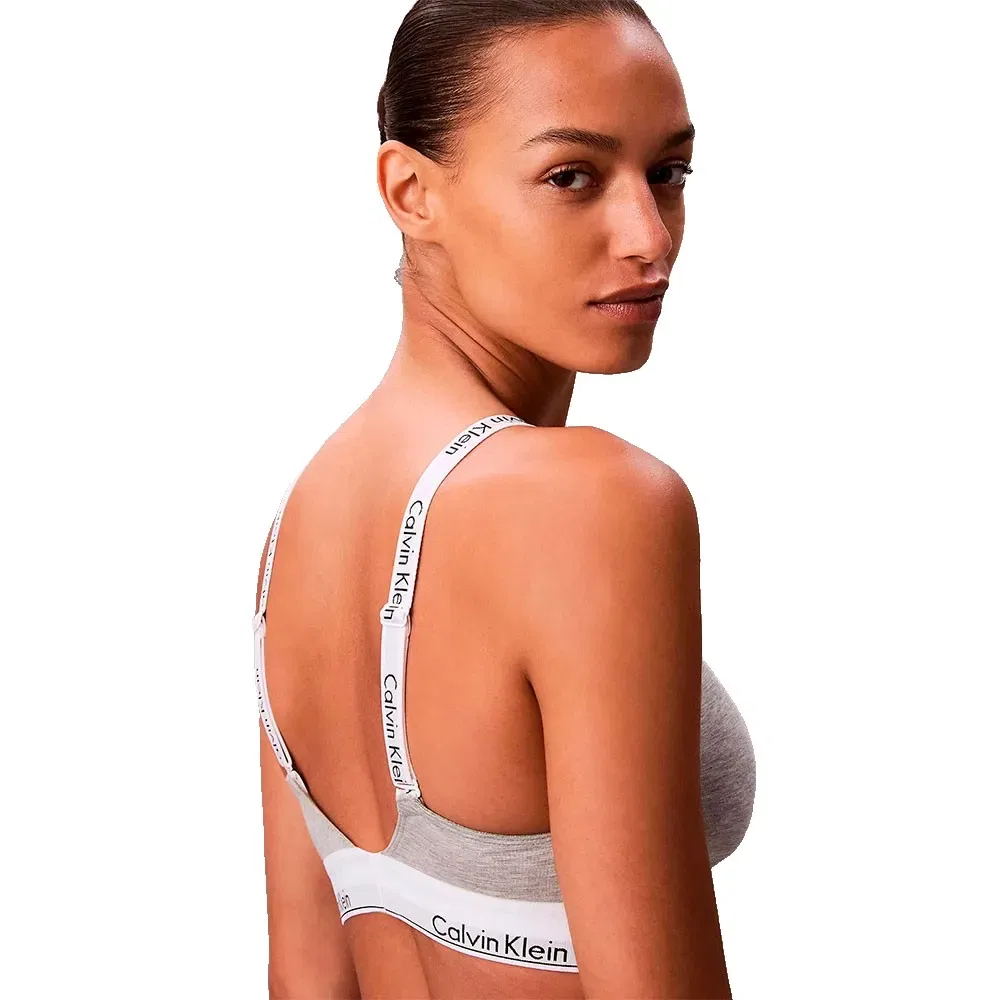 Бюстгальтер Calvin Klein Lightly Lined Bralette, серый меланж — фото 3