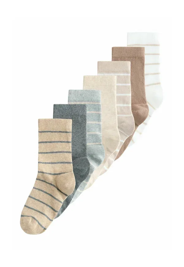 Носки 7 пар, хлопок, Stripe 7 pack, Next, Neutral, нейтральный