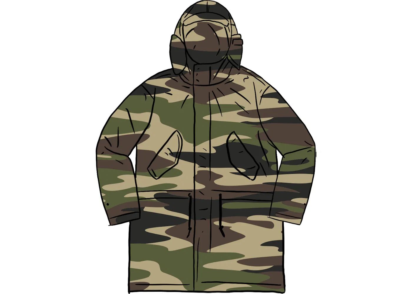 Мужская куртка-парка с капюшоном и принтом Parka Supreme, Tigerstripe Camo