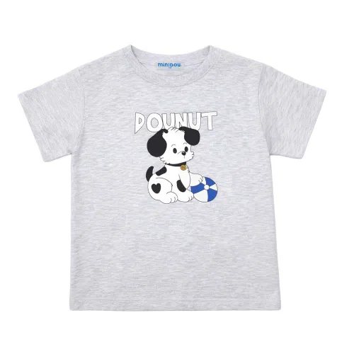 Детская футболка с принтом Donut Half Sleeve MINIDOU, Heather Grey — фото 2