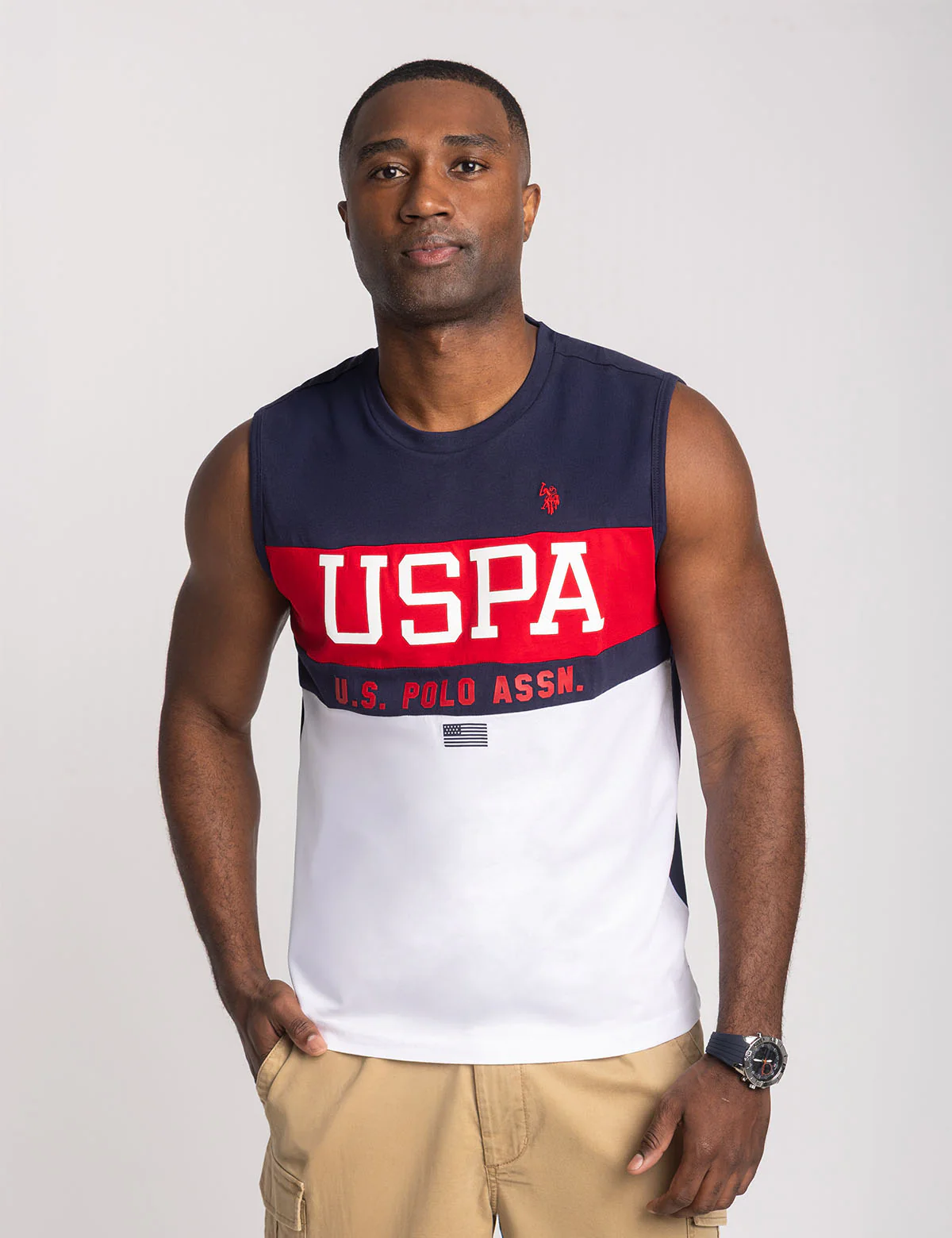 

Майка U.S. Polo Assn Uspa Color Block Muscle, темно-синий/красный