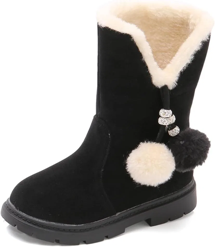 Детские зимние сапоги для девочек с мехом Princess Mid Calf Booties Canyoule, Black&white