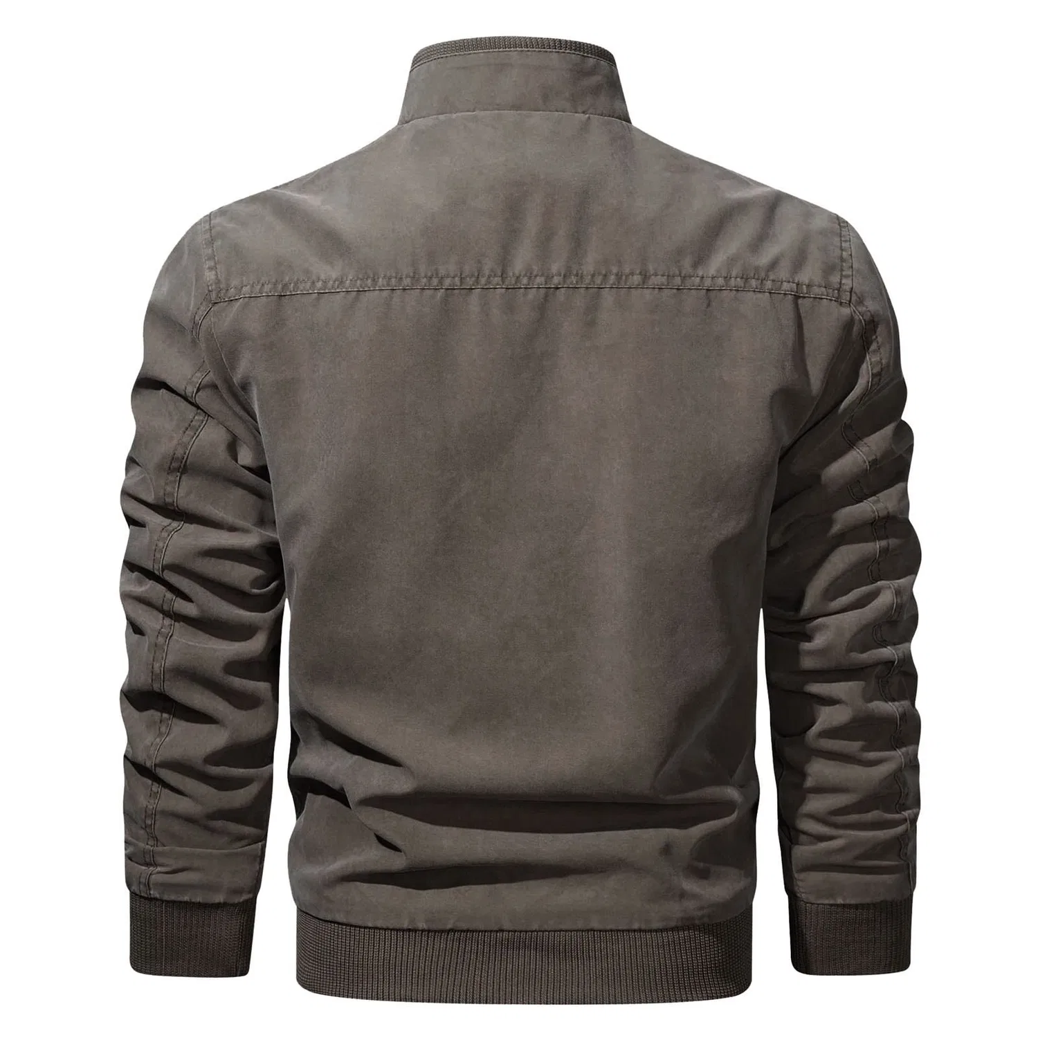 Мужская куртка из экокожи с воротником-стойкой Retro Winter Jacket, zzzz03-coffee — фото 3