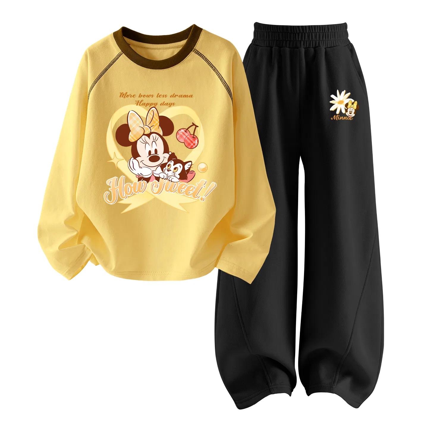 Детский спортивный костюм из тонкого трикотажа Disney Daisy Hearty Cheese Yellow+Di Fensheng Flower Black