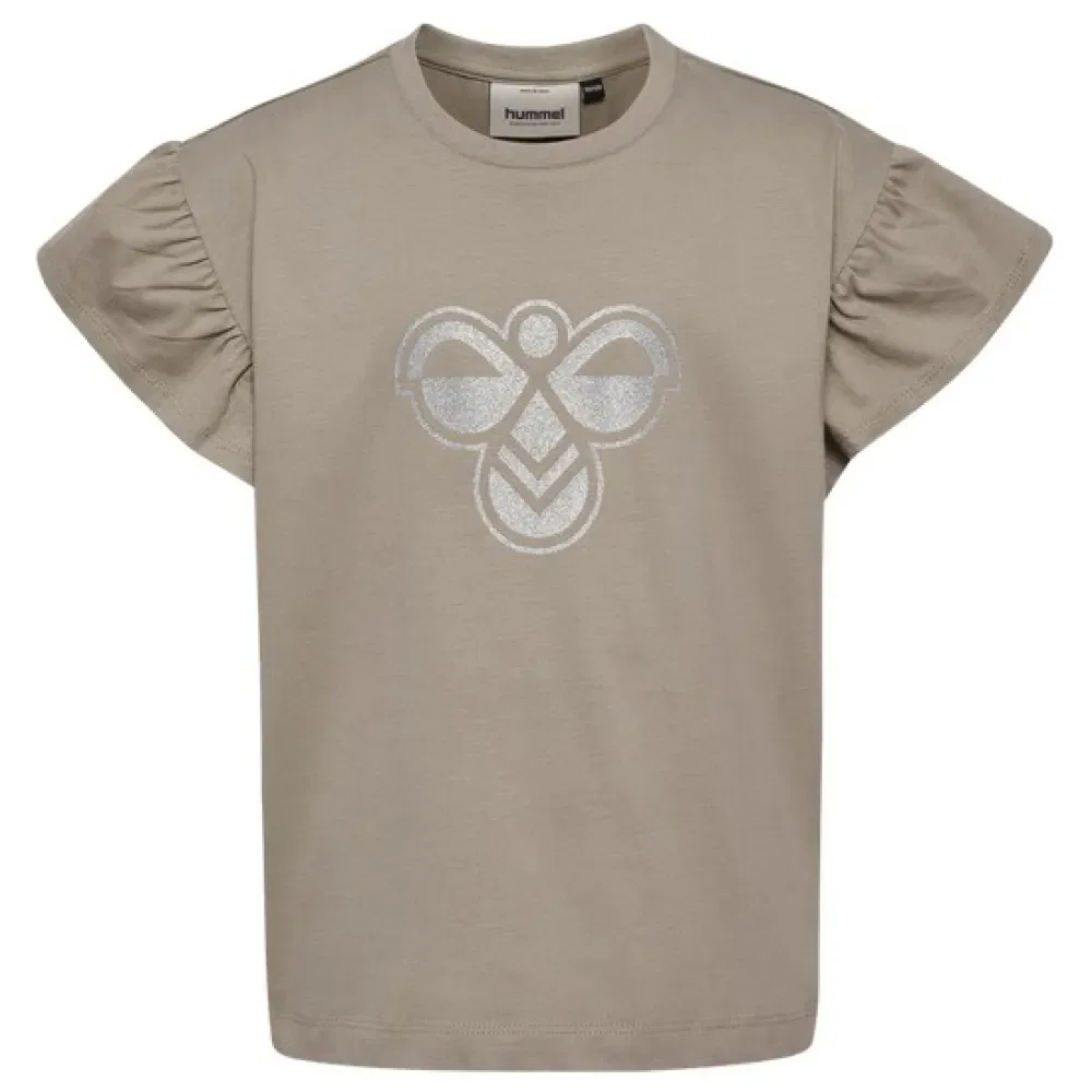 Детская футболка для девочек с рюшами Ruffle Big Bee Hummel, Beige — фото 3