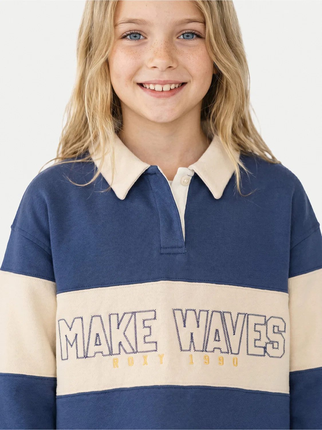 Свитшот свободного кроя для девочки Iconic Waves Roxy, синий — фото 4