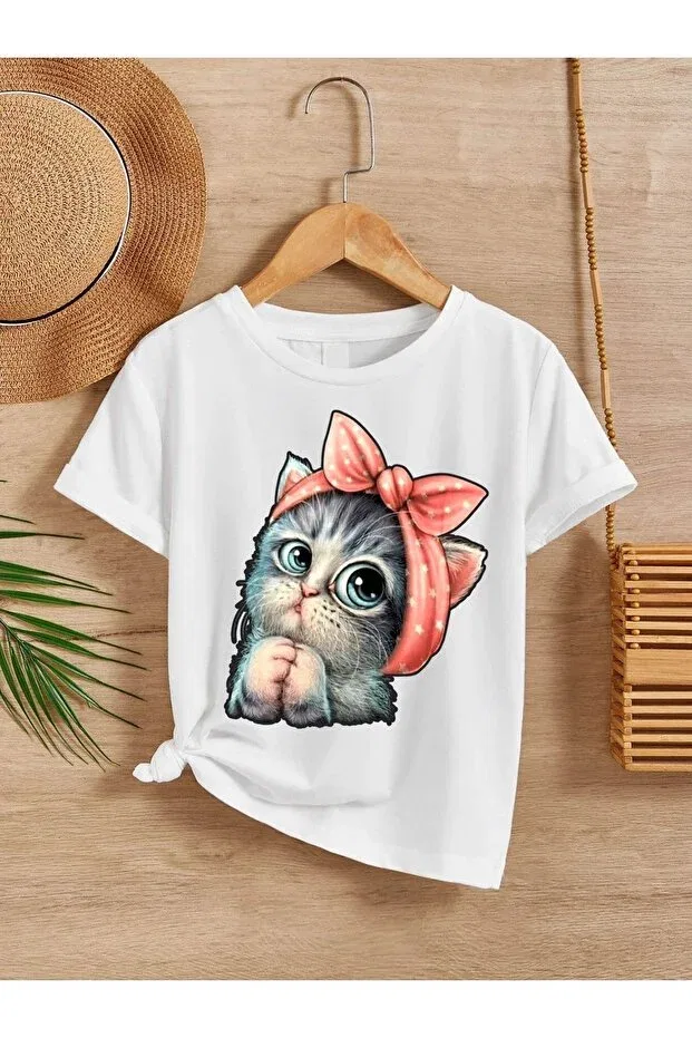 Детская хлопковая футболка с принтом Unisex Comfortable Cotton Printed White Children's T-Shirt Vask, White