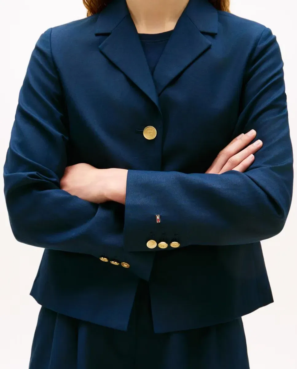 Женский блейзер из льняной смеси с золотыми пуговицами Tommy Hilfiger, Azul Marino — фото 3