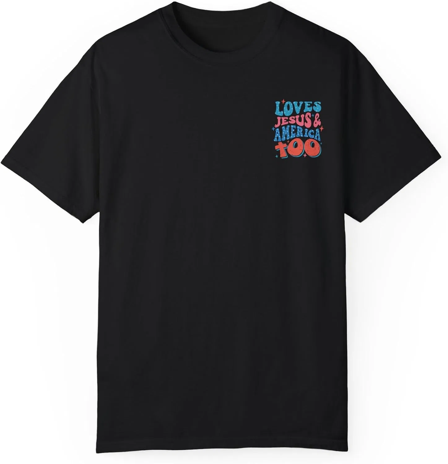 Футболка с принтом Loves Jesus and America Too Comfort Colors 1717, Black