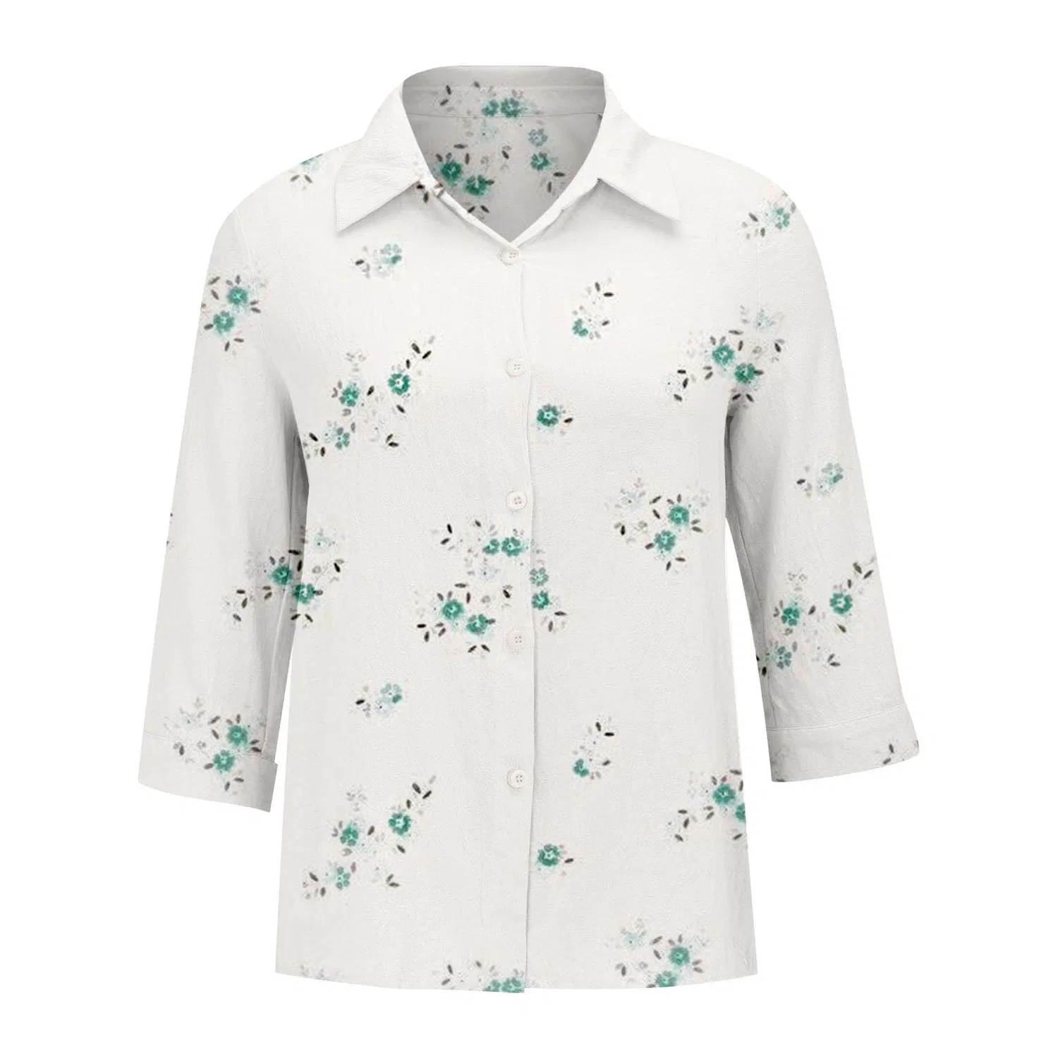 Женская блуза с V-образным вырезом, с принтом в горошек, Classic Polka Dot Collar, Floral-30 — фото 3