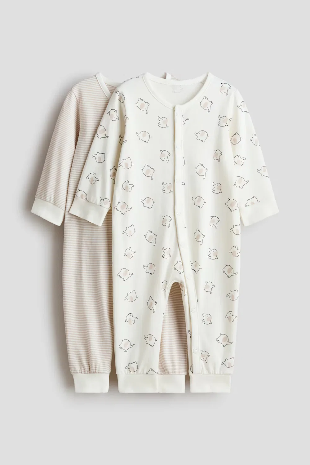 Комплект из 2 хлопковых пижам H&M, Hellbeige/Elefanten