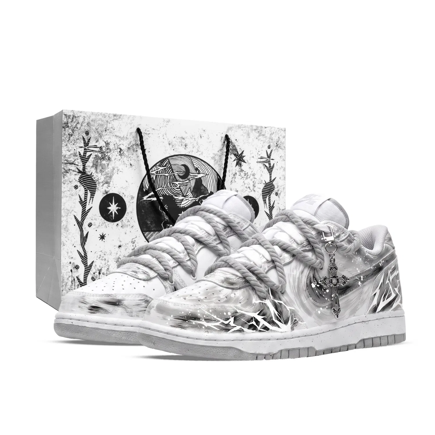 Скетборд-кроссовки детские с низким верхом Big Skateboard Shoes, Nike, Black White Gray