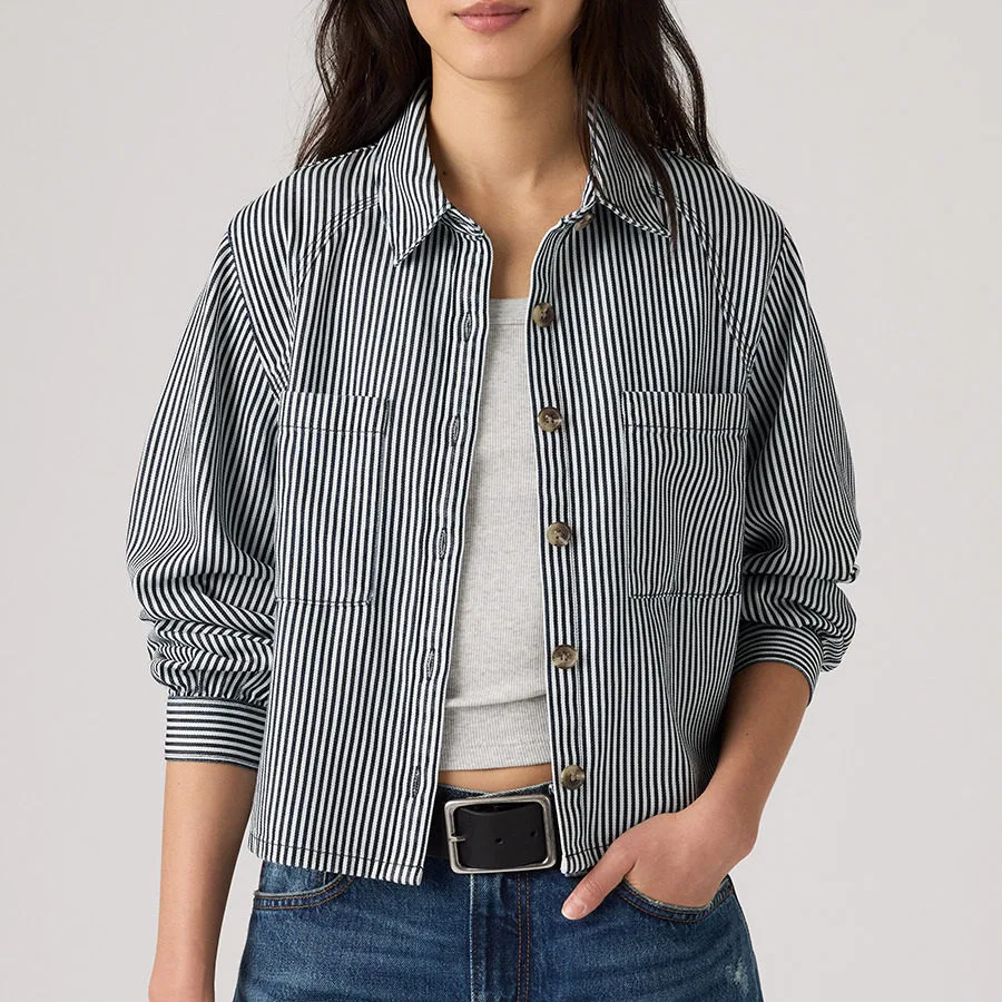 Женская рубашка с воротником в сине-белую полоску Levis, Blue White Stripes — фото 3