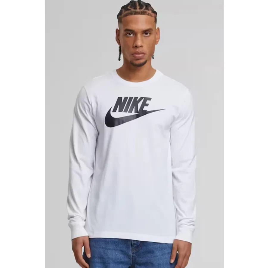 Мужская футболка с длинным рукавом с принтом Sportswear Club Icon Futura Nike, Белый — фото 2