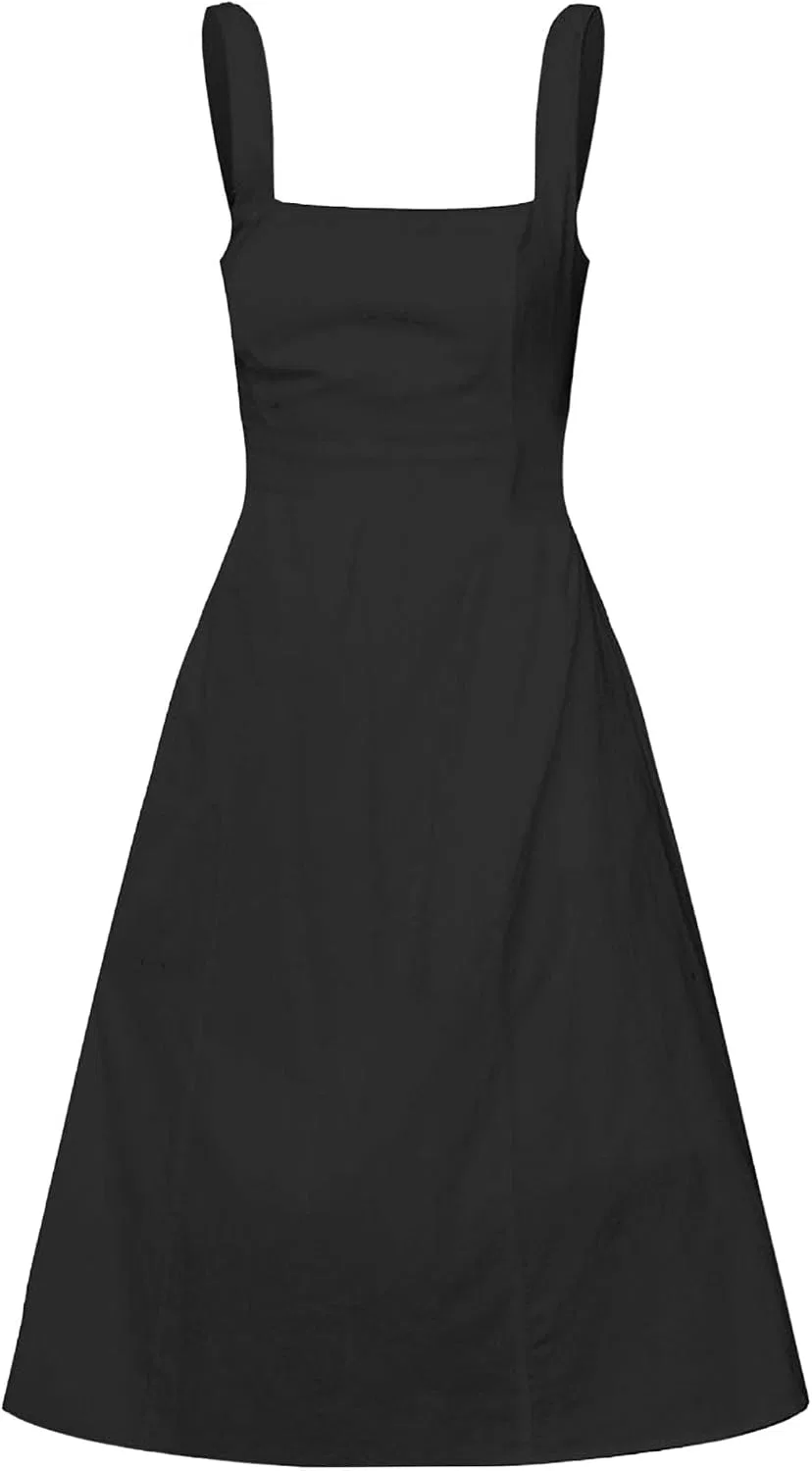 Женское летнее платье с открытой спиной A-line, Black