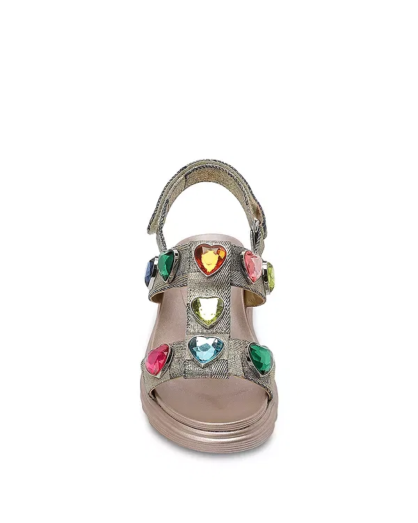Детские сандалии для девочек с принтом Mini Orson Hearts Kurt Geiger London, золотистый — фото 3